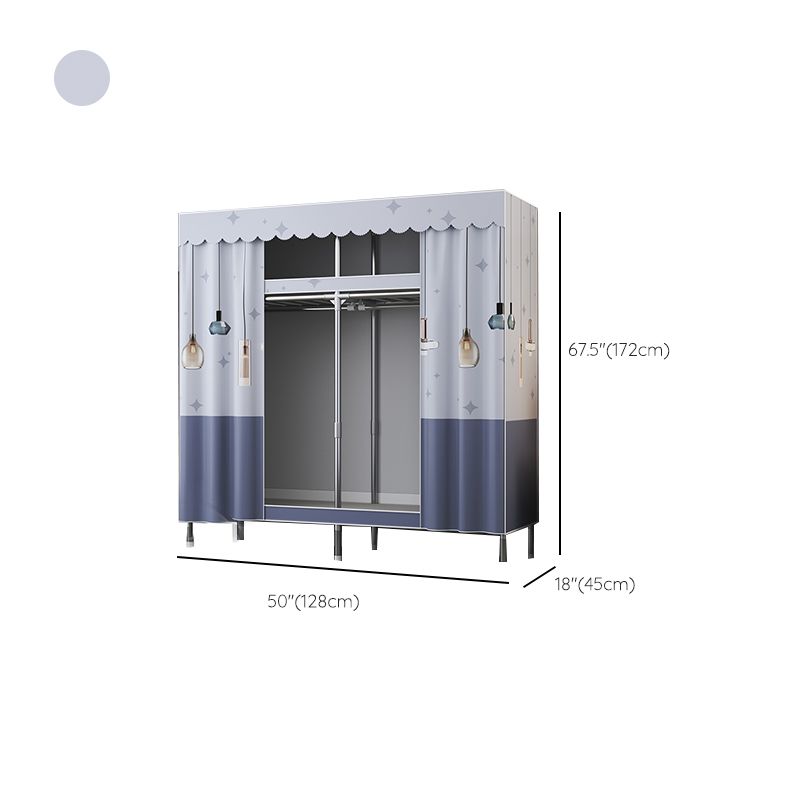 Contemporary Style Metal Wardrobe 2-Shelves Wardrobe Closet for Bedroom Clearhalo 'Armoires & Wardrobes' 'armoires_wardrobes' 'Bedroom Furniture' 'furn' 'furn_armoires_wardrobes' 'Furniture' 1200x1200_6174a7a8-c47b-4bf0-8f4b-1584e0f2a50b