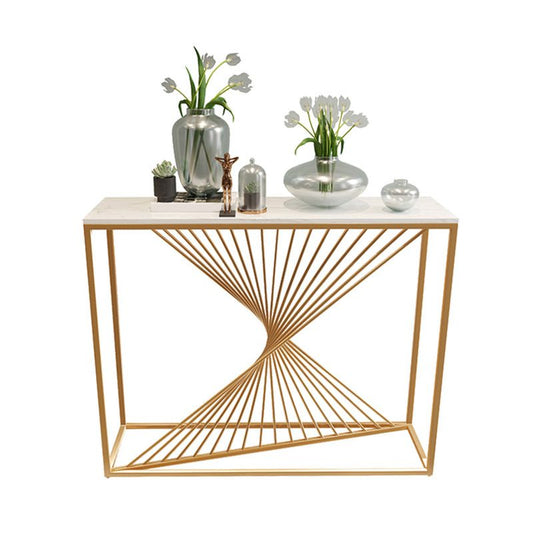 11" Wide Contemporary Console Table Rectangle Stone Sofa Table