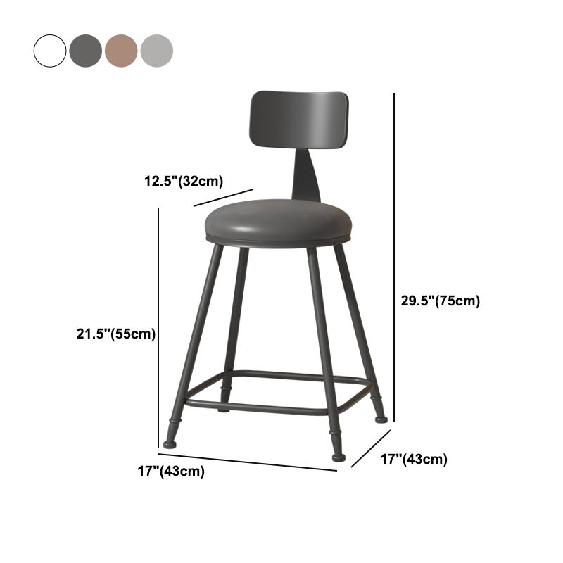 Modern Armless Backrest Counter Stool Iron Cafe Bar Stool with Leather Cushion Clearhalo 'Bar Furniture' 'Bar Stools' 'bar_stools' 'furn' 'furn_bar_stools' 'Furniture' 'furniture_bar_stools' 'Kitchen & Dining Furniture' 1200x1200_61786b16-957e-403d-b4a0-f4c6998c2f81