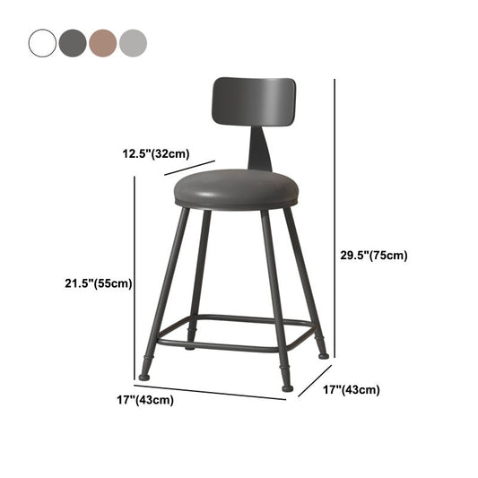 Modern Armless Backrest Counter Stool Iron Cafe Bar Stool with Leather Cushion Clearhalo 'Bar Furniture' 'Bar Stools' 'bar_stools' 'furn' 'furn_bar_stools' 'Furniture' 'furniture_bar_stools' 'Kitchen & Dining Furniture' 1200x1200_61786b16-957e-403d-b4a0-f4c6998c2f81