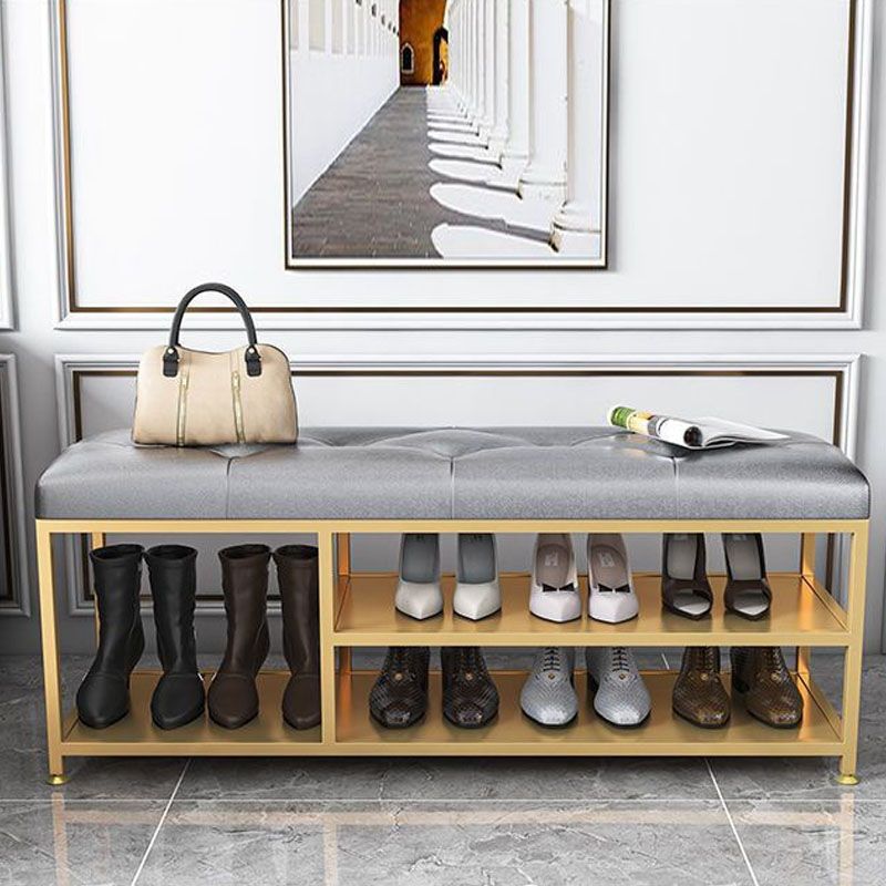 Contemporary Seating Bench Cushioned Metal Entryway Bench , 14-inch Width Clearhalo 'Benches' 'Chairs & Seating' 'furn' 'furn_benches' 'Furniture' 'Living Room Furniture' 1200x1200_617a61a1-9c2d-4b81-9b89-68a11894275b