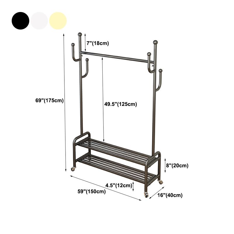 Industrial Style Coat Rack Metal Free Standing Hooks Design Coat Rack on Wheels