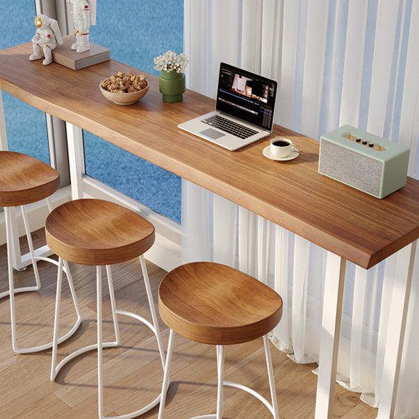 Juego de mesa de bar rectangular moderno, mesa de bar y taburetes de madera maciza de 1/4 Uds.