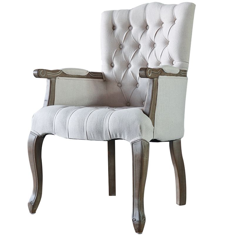 Glam Wood Dining Room Chair Linen Fabric Single Dining Arm Chair for Restaurant Clearhalo ' kitchen&dining_furn' 'Dining Chairs' 'Dining Tables & Seating' 'dining_chair' 'furn' 'furn_dining_chair' 'Furniture' 'furniture_dining_chair' 'Kitchen & Dining Furniture' 'kitchen' 1200x1200_61811fbc-e631-47dd-b442-1d4ef2154790