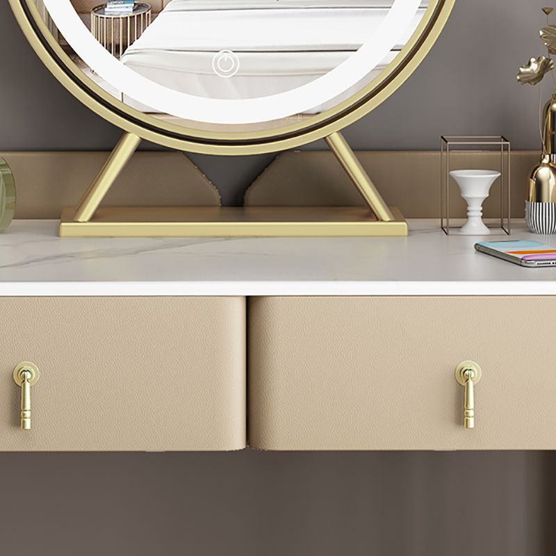 Mirror iluminado metálico glamoroso con tocador de maquillaje de dormitorio de cajón