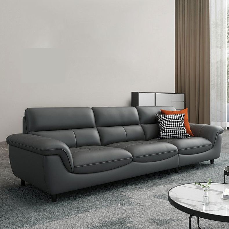 Modern 34.64" H Genuine Leather Pillow Top Arm Sofa for Living Room Clearhalo 'furn' 'furn_sofas' 'Furniture' 'Living Room Furniture' 'Sofa' 'sofas' 1200x1200_6181aad8-a7ad-41c0-9b8e-02f180175876