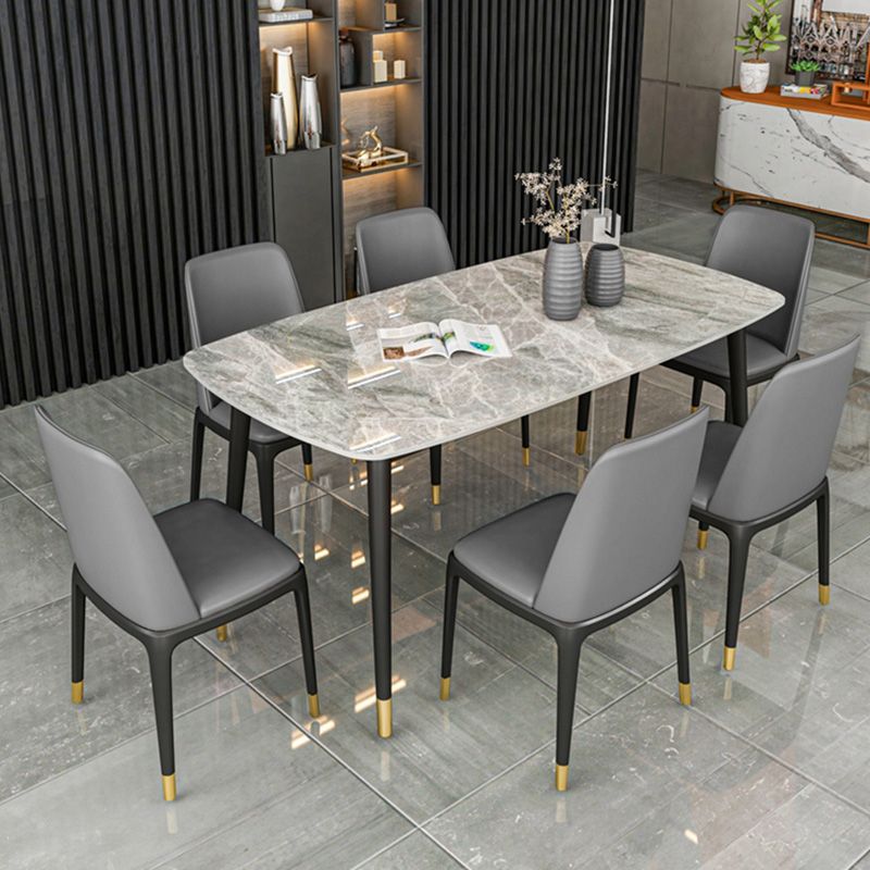 Rectangle Luxury Dining Table Grey Tone Fixed Table of Sintered Stone Clearhalo ' dining_table' 'Dining Tables & Seating' 'Dining Tables' 'furn' 'furn_dining_table' 'Furniture' 'furniture_dining_table' 'Kitchen & Dining Furniture' 'kitchen&dining_furn' 'kitchen' 'kitchen_dining_table' 1200x1200_61822fcd-8698-4df6-9377-77b20c4297b6