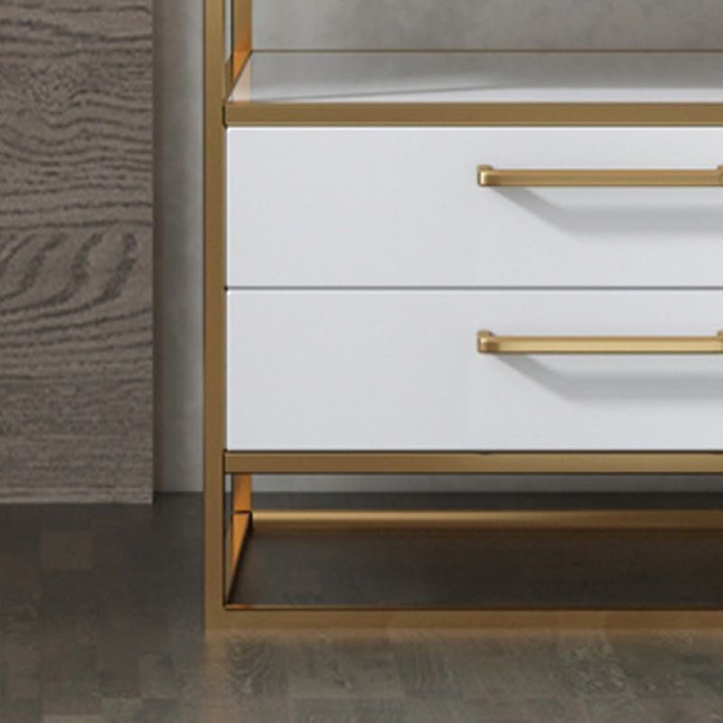 Metal and Wood Bedside Cabinet Modern Minimalist Open Bedside Table with Legs Clearhalo 'Bedroom Furniture' 'furn' 'furn_night_stand' 'Furniture' 'night_stand' 'Nightstands' 1200x1200_6182dfbc-41c9-484d-a21b-cfe103380438