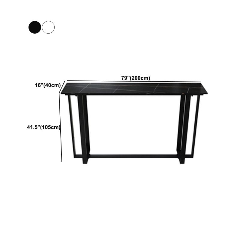 Mesa de bar rectangular de piedra sinterizada, mesa de pub con base negra y metálica