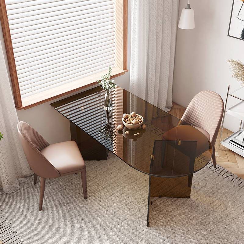 Mesa sin simplicidad de forma libre de mesa endurecida de doble pedestal mesa de comedor