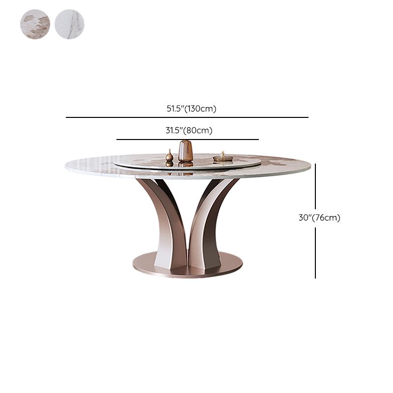 Modern Round Table Sintered Stone Dining Table with Turntable Clearhalo 'Dining Tables & Seating' 'Dining Tables' 'dining_table' 'furn' 'furn_dining_table' 'Furniture' 'Kitchen & Dining Furniture' 1200x1200_6183960c-84a0-41da-87ab-2c2178ea8cc0