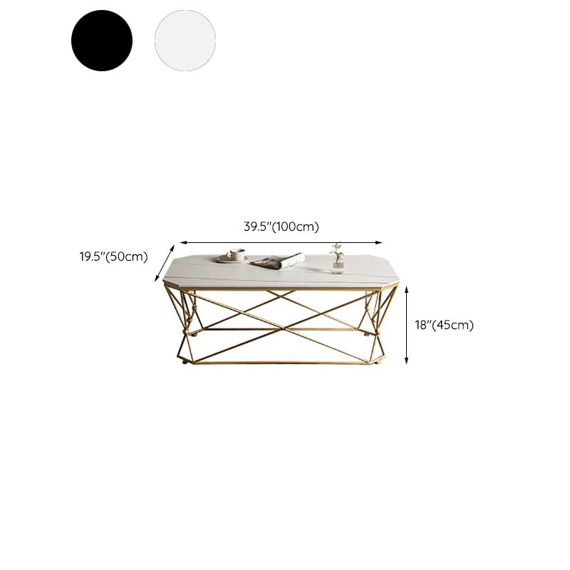 Glam Slate Coffee Table Gold Frame Coffee or End Table, 17.71" Tall Clearhalo 'Coffee & Accent Tables' 'Coffee Tables' 'coffee_tables' 'furn' 'furn_coffee_tables' 'Furniture' 'Living Room Furniture' 1200x1200_6183eb11-6608-4ccb-96b0-63fc79a7bc48