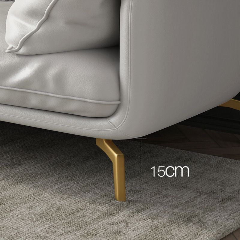 White Sectional Feather Padded Leather Sofa with Pillow Back Clearhalo 'furn' 'furn_sectionals' 'Furniture' 'furniture_sectionals' 'Living Room Furniture' 'Sectionals' 1200x1200_61891aba-3b56-45c9-a1ed-c305be61b4cb