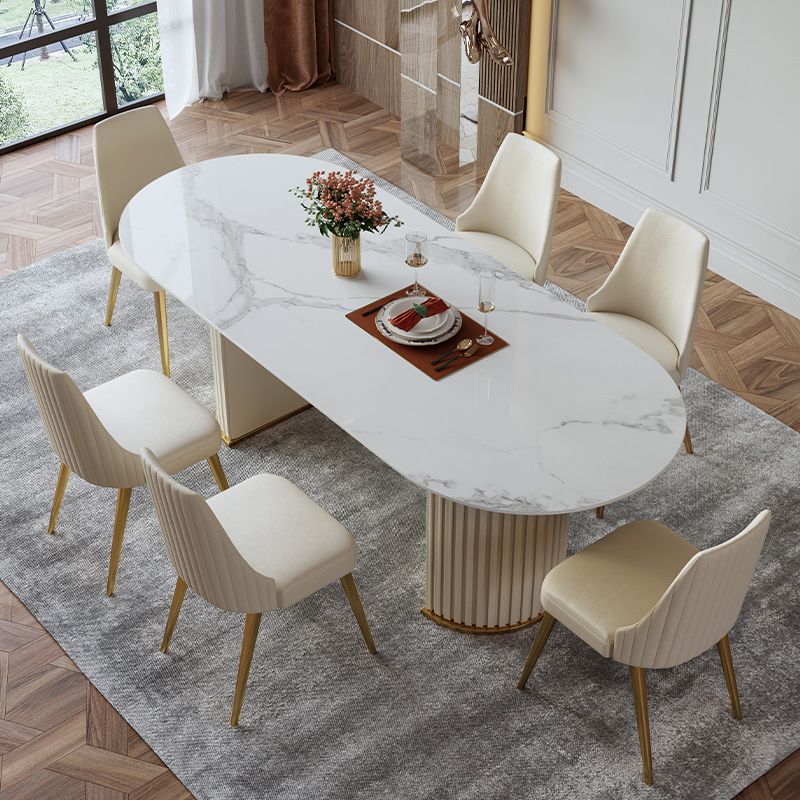 Glam 1/4/5/7 Pieces Dining Set Oval Shape Sintered Stone Dining Table Set Clearhalo 'Dining Room Sets' 'Dining Tables & Seating' 'dining_room_set' 'furn' 'furn_dining_room_set' 'Furniture' 'furniture_dining_room_set' 'Kitchen & Dining Furniture' 1200x1200_61891c02-eeb0-4938-a347-f260942345c6