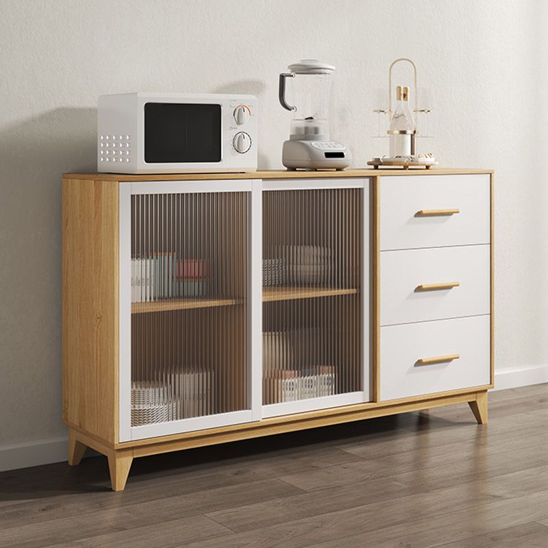 Modern Style Sideboard Engineered Wood Sideboard with Glass Door Clearhalo 'buffet_sideboard' 'Buffets & Sideboards' 'furn' 'furn_buffet_sideboard' 'Furniture' 'Kitchen & Dining Furniture' 1200x1200_61896bd1-f3a4-4e9e-97a4-1276be5fa08f