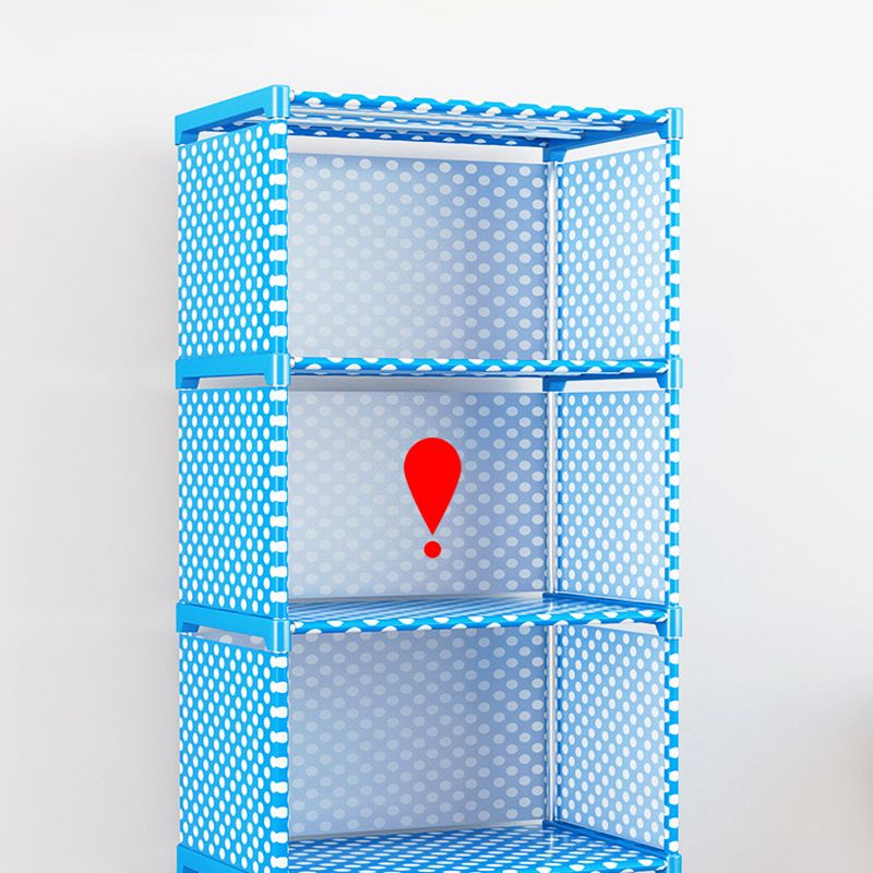 Contemporary Vertical Bookshelf Metal Study Room Bookcase with Fabric Bins