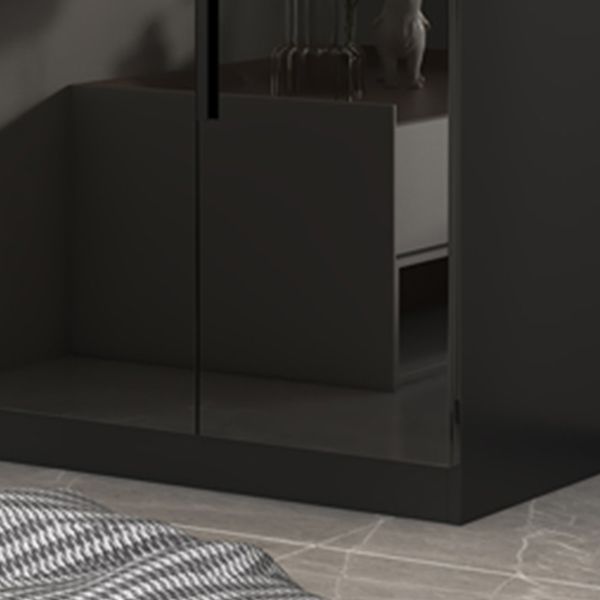 Modern Glass Doors Wardrobe Cabinet Black Bedroom Storage Cabinet