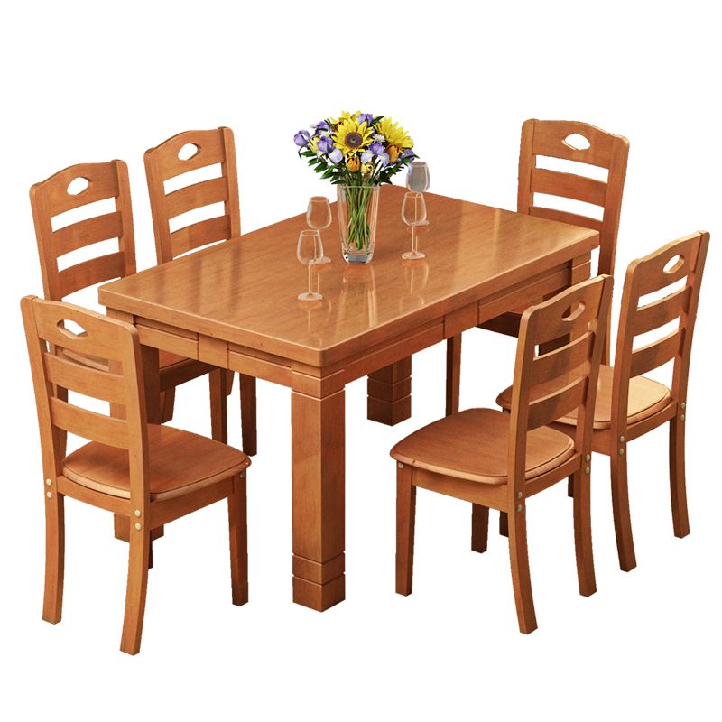 Traditional Solid Wood Rectangle Shape Dining Furniture 4 Wood Legs Table Formal for Home Clearhalo 'Dining Room Sets' 'Dining Tables & Seating' 'dining_room_set' 'furn' 'furn_dining_room_set' 'Furniture' 'furniture_dining_room_set' 'Kitchen & Dining Furniture' 'kitchen&dining_furn' 'kitchen' 1200x1200_618b4755-dfb4-4918-9b20-29aa5908d11f
