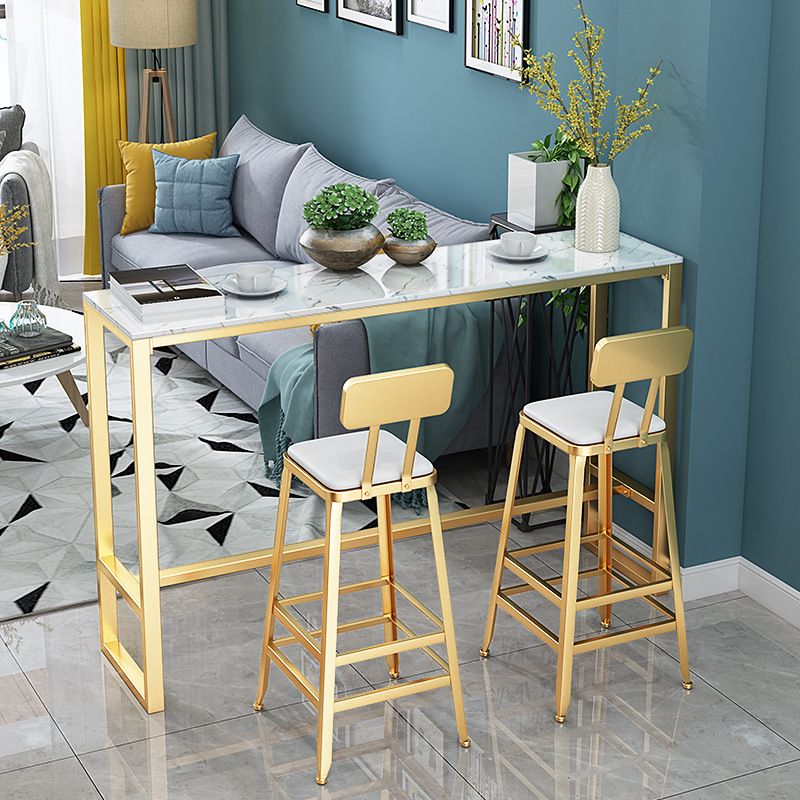 Glam Pub Table Faux Marble Bar Height Rectangle Bar Table for Indoor Clearhalo 'Bar Furniture' 'Bar Tables' 'bar_tables' 'furn' 'furn_bar_tables' 'Furniture' 'Kitchen & Dining Furniture' 1200x1200_618b5777-e232-490a-9695-62368b954f17