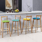 Nordic Armless Backrest Counter Stool Wood Cashier Bar Stool with Cushion and Pedal