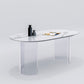Sintered Stone Top Dining Table Modern White Table with Acrylic Double Pedestal Clearhalo 'Dining Tables & Seating' 'Dining Tables' 'dining_table' 'furn' 'furn_dining_table' 'Furniture' 'furniture_dining_table' 'Kitchen & Dining Furniture' 'kitchen' 'kitchen_dining_table' 1200x1200_618d5e56-d7e0-4c73-89fc-394abc7194c7