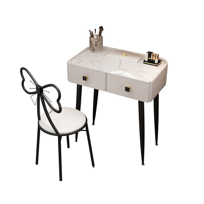 Glam Faux Leather Makeup Counter Bedroom Vanity Dressing Table with Drawer