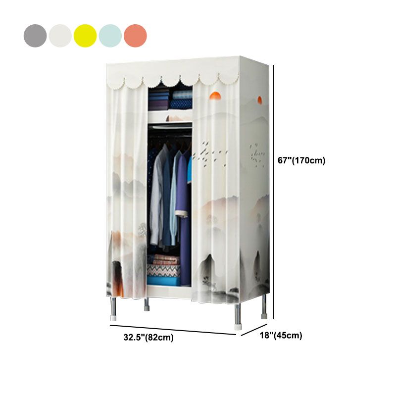 Contemporary Style Steel Wardrobe 2 Shelves Wardrobe Closet for Home