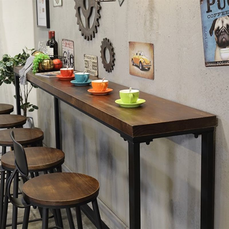 Coffee Shop Rectangle Wood Top Counter Table Iron Base Industrial Bar Table Clearhalo 'Bar Furniture' 'Bar Tables' 'bar_tables' 'furn' 'furn_bar_tables' 'Furniture' 'furniture_bar_tables' 'Kitchen & Dining Furniture' 1200x1200_61900940-d337-485f-8506-c7fda37fff03