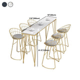 Tavolo da bar rettangolo in stile glam in finta scrivania da bar a base di bistrot marmo