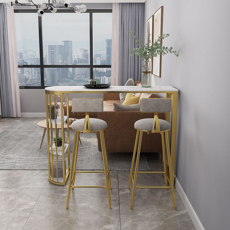 Glam Marble Pub Table with Specialty Table Top Gold Double Pedestal Table - 42" H Clearhalo 'Bar Furniture' 'Bar Tables' 'bar_tables' 'furn' 'furn_bar_tables' 'Furniture' 'furniture_bar_tables' 'Kitchen & Dining Furniture' 1200x1200_619434cb-9b6e-4580-bc51-3adbde733323