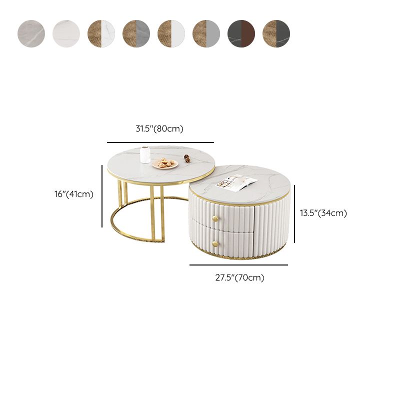 Slate and Metal Coffee Table Frame Nesting Coffee Table Set with Drawers Clearhalo 'Coffee & Accent Tables' 'Coffee Tables' 'coffee_tables' 'furn' 'furn_coffee_tables' 'Furniture' 'Living Room Furniture' 1200x1200_61970f22-08d0-4fb8-9e48-3098aac1ab6f