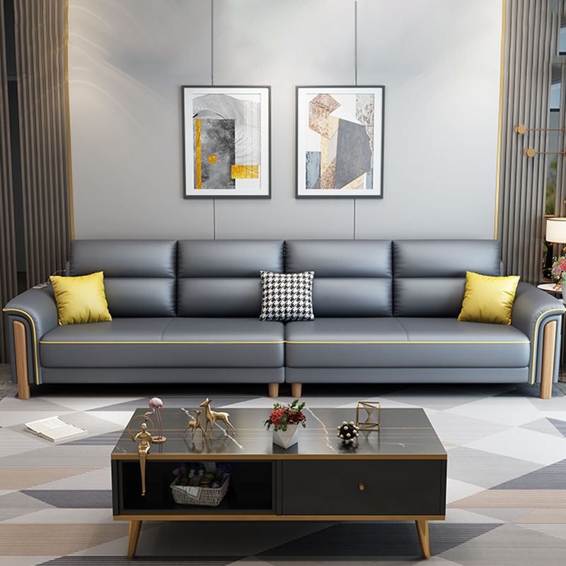 Modern Faux Leather Flared Arm Sofa with Tight Back for Living Room, Apartment Clearhalo 'furn' 'furn_sofas' 'Furniture' 'furniture_sofas' 'kitchen' 'kitchen_sofas' 'Living Room Furniture' 'Sofa' 'sofas' 1200x1200_619959fe-fab3-4215-87ad-9ab40c36017c