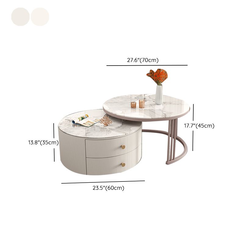 Frame Round Glam Coffee Table Slate Nesting Coffee Table Set Clearhalo 'Coffee & Accent Tables' 'Coffee Tables' 'coffee_tables' 'furn' 'furn_coffee_tables' 'Furniture' 'Living Room Furniture' 1200x1200_619a6c83-29b5-4ead-a5c1-392429c5a357