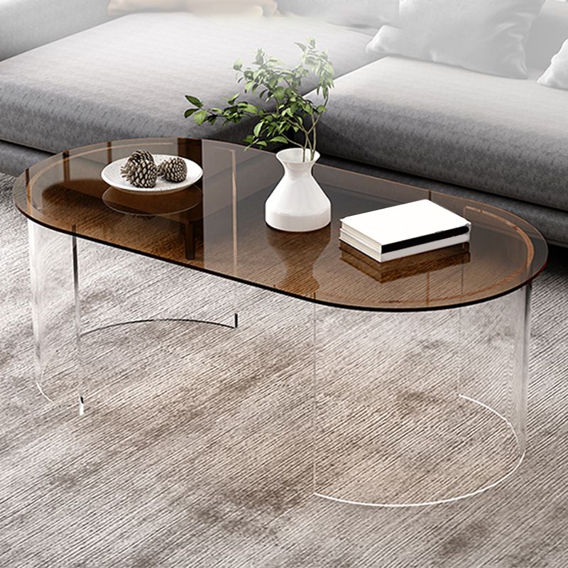 Tavolino moderno da caffè 17,71 "tavolino alto con 2 gambe acriliche