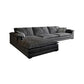 Stain-Resistant Dark Gray Contemporary Square Arm Solid Wood Sofa