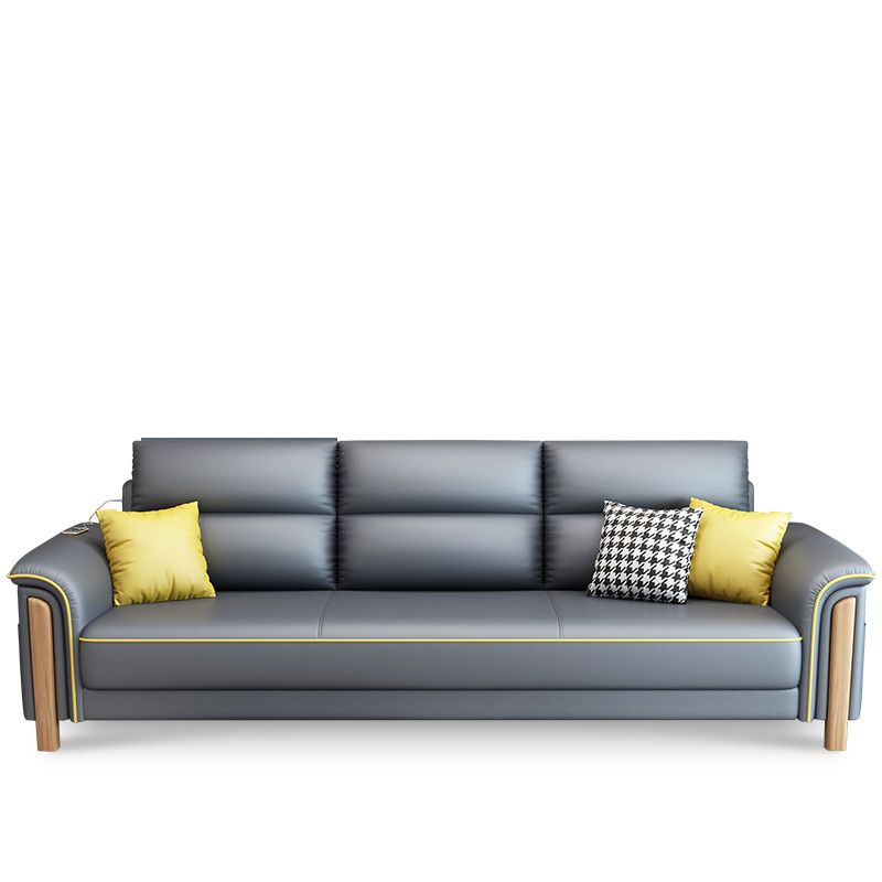 Modern Faux Leather Flared Arm Sofa with Tight Back for Living Room, Apartment Clearhalo 'furn' 'furn_sofas' 'Furniture' 'furniture_sofas' 'kitchen' 'kitchen_sofas' 'Living Room Furniture' 'Sofa' 'sofas' 1200x1200_619c0f41-17ec-456d-99ba-2dfb9235b473