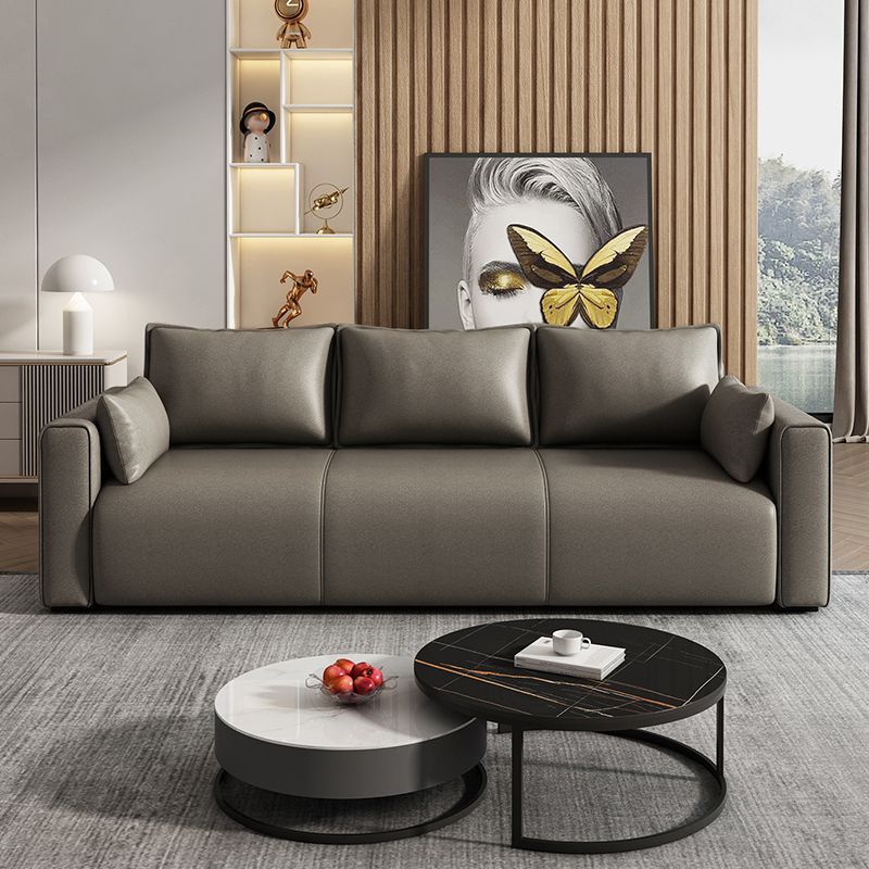 3 Seater 31.4"H Faux Leather Square Arm Sofa for Living Room Clearhalo 'furn' 'furn_sofas' 'Furniture' 'furniture_sofas' 'Living Room Furniture' 'Sofa' 'sofas' 1200x1200_619c6a78-ac08-4c2b-b5ed-90dd5b32e2dc