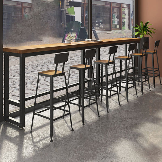 Industrial Metal Bar Stool Bar Height Armless Stool with Black Legs