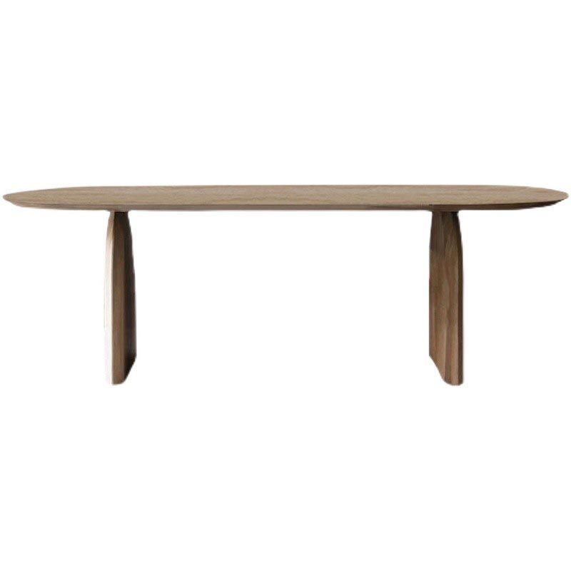 Mesa de comedor de madera maciza ovalada muebles naturales modernos con pedestal doble para oficina