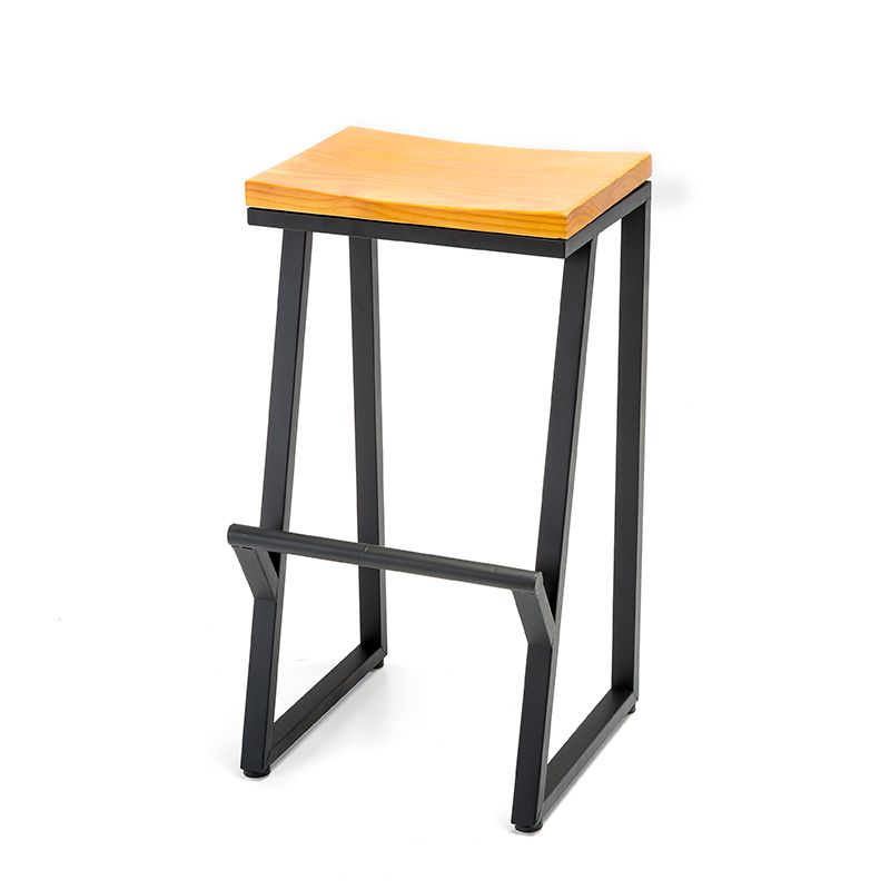 Industrial Style Bar Stool Iron and Solid Wood Square Seat Counter Height Stools Clearhalo 'Bar Furniture' 'Bar Stools' 'bar_stools' 'furn' 'furn_bar_stools' 'furniture_bar_stools' 'Kitchen & Dining Furniture' 'kitchen&dining_furn' 'kitchen' 'kitchen_furn' Furniture' 1200x1200_61a01435-b0b0-44bf-8bb5-a456d8007a3e