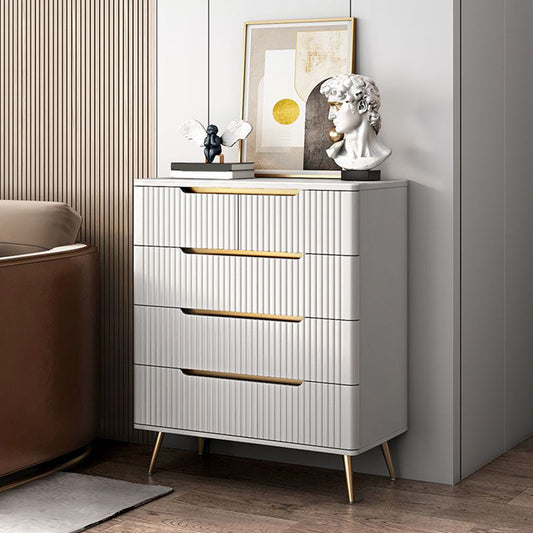 Glam Vertical Stone Storage Chest Bedroom White Chest with Drawers