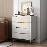 Glam Vertical Stone Storage Chest Bedroom White Chest with Drawers