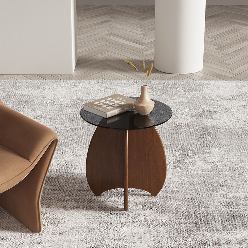 Living Room End Table Contemporary Round Abstract Glass Side Table
