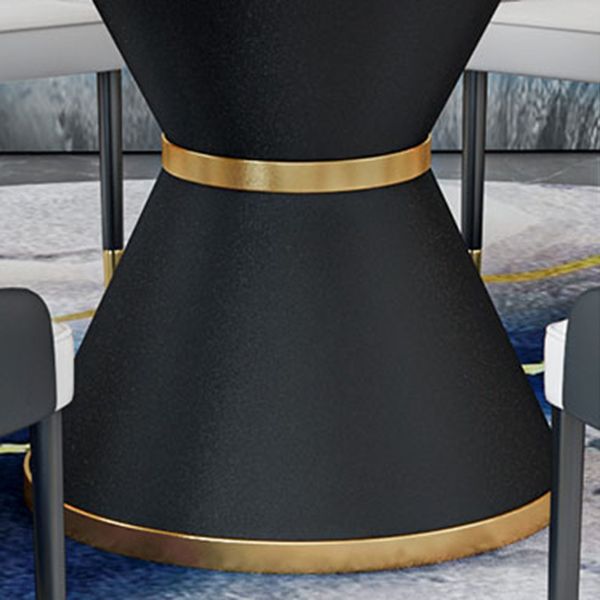 Round Stone Dining Table Black Base Traditional Luxury Dinette Table in White Clearhalo 'Dining Tables & Seating' 'Dining Tables' 'dining_table' 'furn' 'furn_dining_table' 'Furniture' 'furniture_dining_table' 'Kitchen & Dining Furniture' 1200x1200_61a3e3c6-9e7a-4fe3-a5c5-7ca9bc56f1f7
