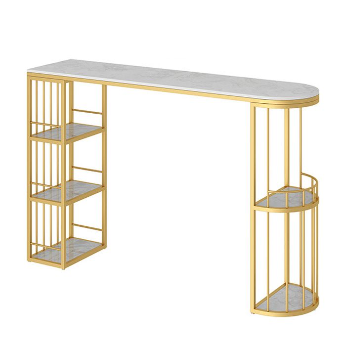 Glam Style Stone Bar Table Semicircle Top Pub Table with Cabinet for Dining Room Clearhalo 'Bar Furniture' 'Bar Tables' 'bar_tables' 'furn' 'furn_bar_tables' 'Furniture' 'Kitchen & Dining Furniture' 1200x1200_61a44164-b279-4bbd-adba-24671f19e68b