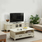 Traditioneel massief houten tv-meubel, 19,7 inch H tv-console met 4 lades en kast
