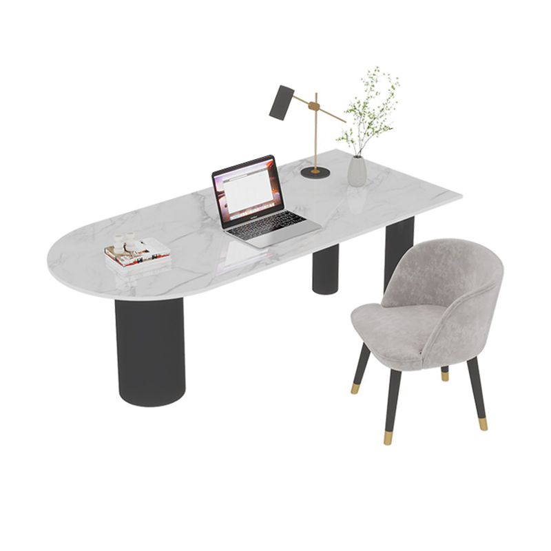 Convertisseur debout piédestal moderne Bureau d'écriture blanc avec des jambes en métal