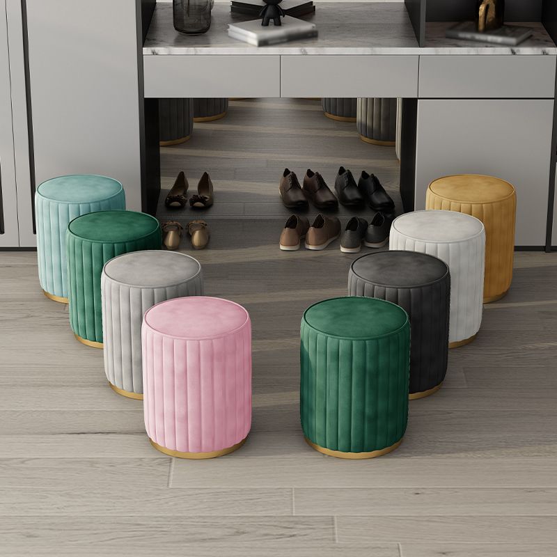 Glam Velvet Pouf Chair Tear Resistant Cylinder Shape Gold Base Ottoman Stool Clearhalo 'furn' 'furn_ottomans_poufs' 'Furniture' 'Living Room Furniture' 'Ottomans & Poufs' 'ottomans_poufs' 1200x1200_61a8572f-57f9-4e22-a7d3-af09ca91e568