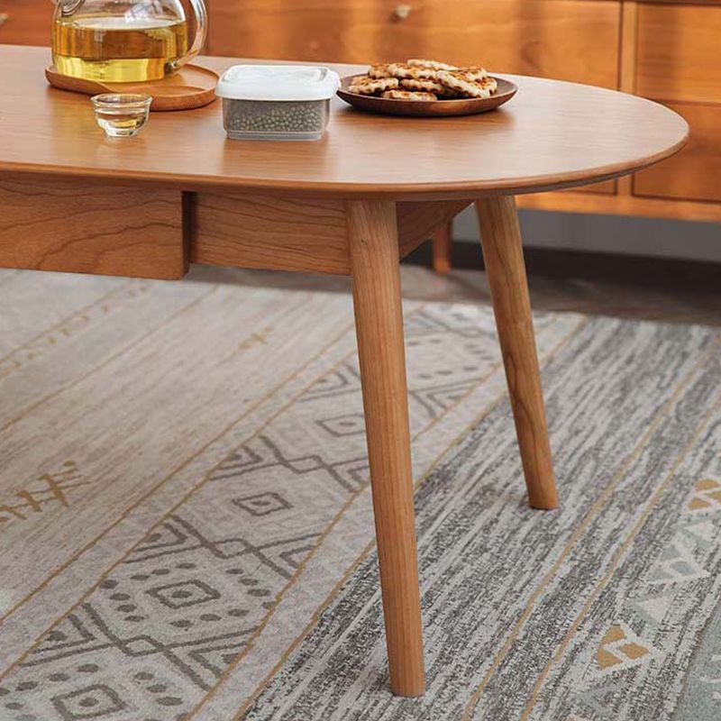 Contemporary Wooden Coffee Table Elliptical 4 Legs Cocktail Table Clearhalo 'Coffee & Accent Tables' 'Coffee Tables' 'coffee_tables' 'furn' 'furn_coffee_tables' 'Furniture' 'Living Room Furniture' 1200x1200_61a89eaf-c2e2-4fab-8d34-83a40908358b