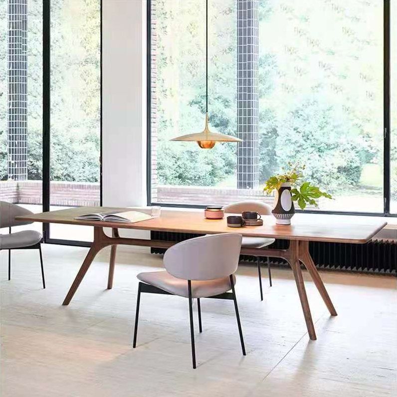 Rectangle Wood Color Dining Table Solid Wood Table Modern with Trestle Base Clearhalo ' dining_table' 'Dining Tables & Seating' 'Dining Tables' 'Furniture' 'furniture_dining_table' 'Kitchen & Dining Furniture' 'kitchen&dining_furn' 'kitchen' 'kitchen_dining_table' 1200x1200_61a9053f-db3f-48d7-958e-529f9fe13497